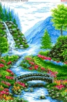 Схема для вишивки бісером  «Пейзаж з водоспадом» (3032)