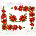 Флізелін пришивний, водорозчинний "Маки"