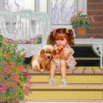 Схема під вишивку бісером "На ганку" 