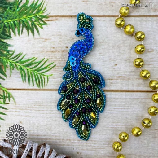 Набір брошка на фетрі &quot;Павич&quot; №211