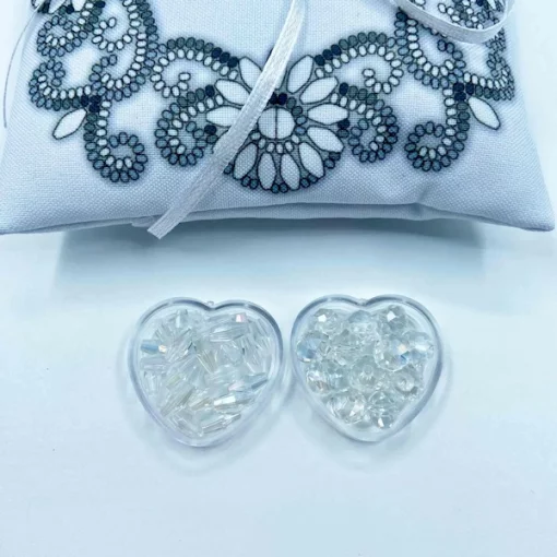 Подушка декоративна весільна під обручки в золоті ППО_103 (з намистинами) 