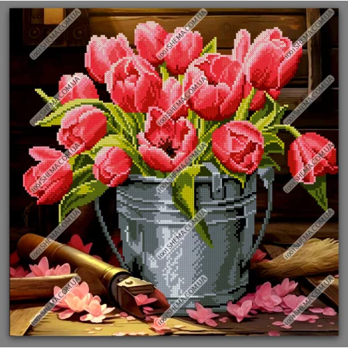 Рожевий букет у відрі, А3+К-092