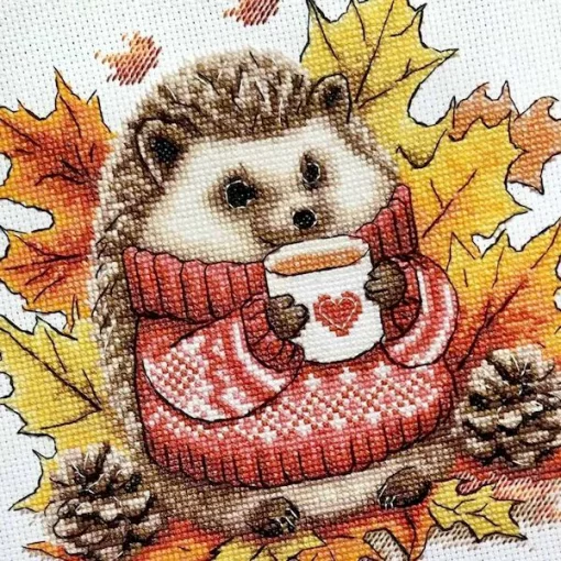 Набір для вишивки хрестиком, &quot;Їжачок і осіннє листя&quot; VC-045