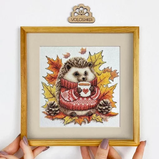 Набір для вишивки хрестиком, &quot;Їжачок і осіннє листя&quot; VC-045
