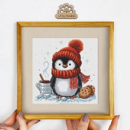 Набір для вишивки хрестиком, &quot;Пінгвін з горнятком&quot; VC-046