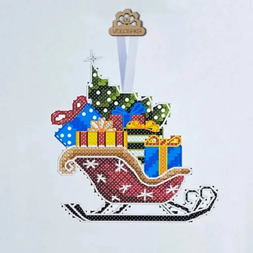 Набір для вишивки на пластиковій канві &quot;Сани з подарунками&quot; VPC_014