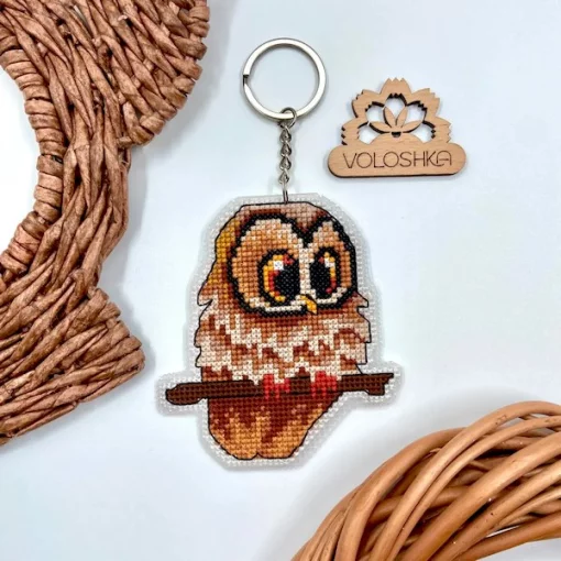 Брелок для вишивки хрестиком на пластиковій канві &quot;Сова&quot;, VPC_003