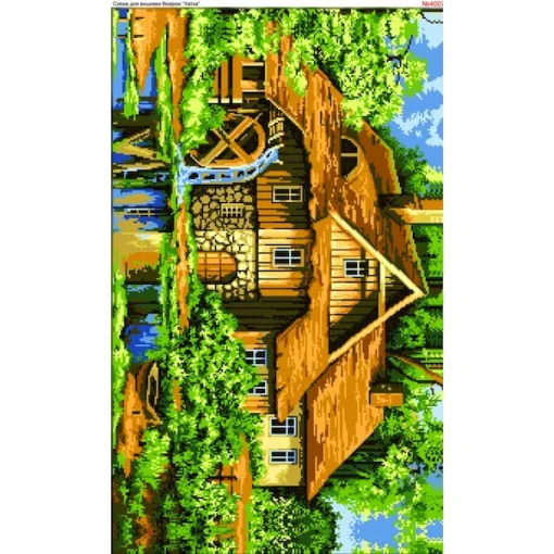 Схема вишивки бісером Будинок у лісі (4007)