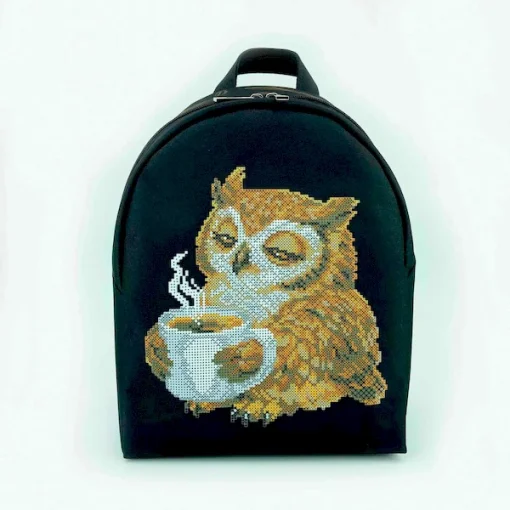 Рюкзак &laquo;Сова з чашкою кави&raquo; під вишивку бісером Рюкзак_806