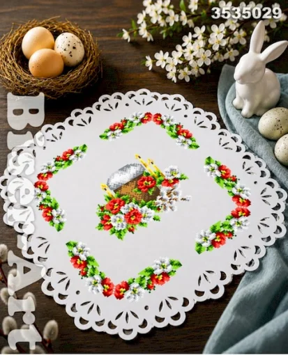 Серветка з перфорованим мереживом для вишивки (3535029)