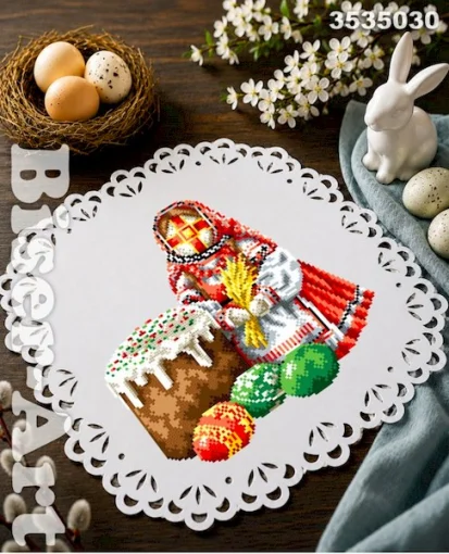 Серветка з перфорованим мереживом для вишивки (3535030)