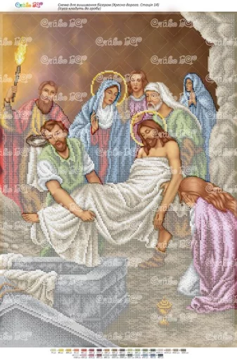 Тіло Ісуса кладуть в труну 