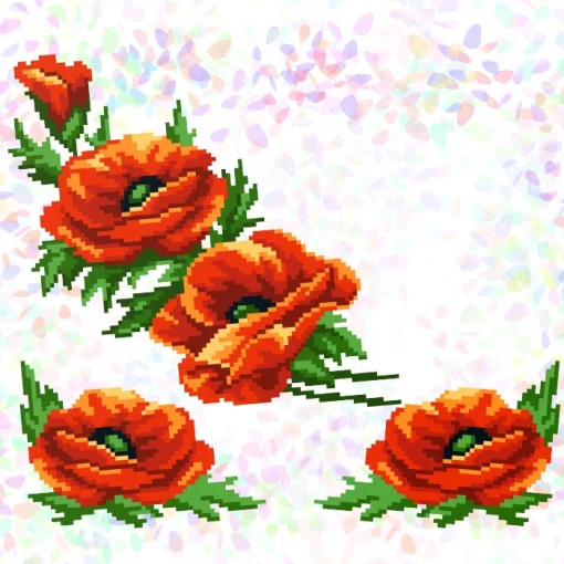 Флізелін пришивний, водорозчинний &quot;Маки&quot;