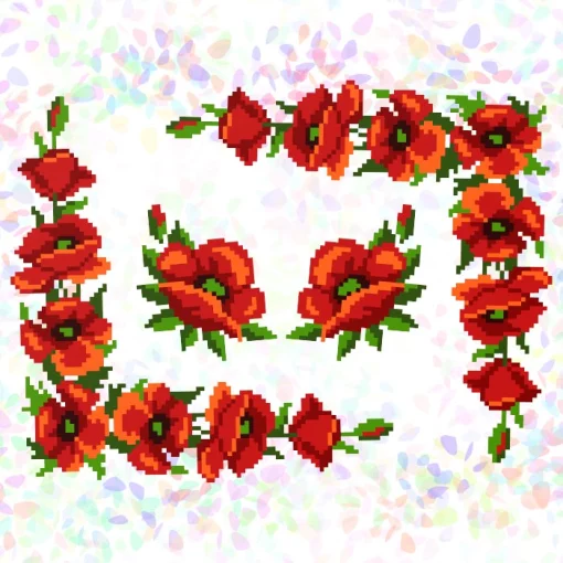 Флізелін пришивний, водорозчинний &quot;Маки&quot;