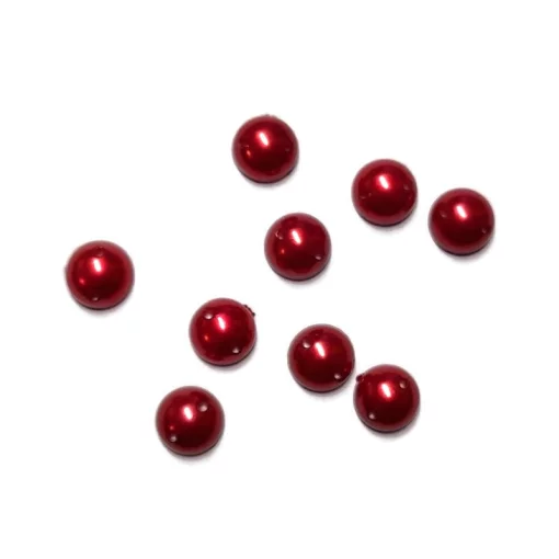 Напівнамистини пришивні, червоні ( 8 мм)