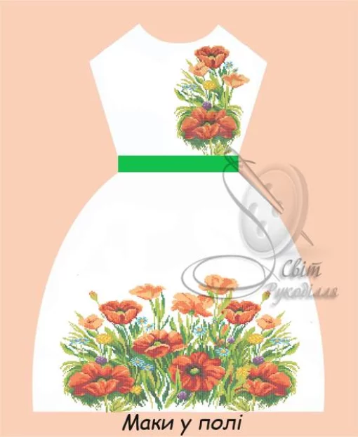 Дитяча сукня зі стрічкою "Маки у полі" 