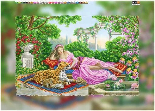 Схема на холсті &quot;Дівчина з леопардами&quot;