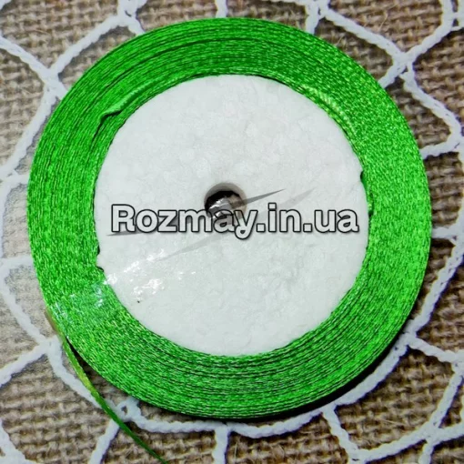Стрічка атласна салатова