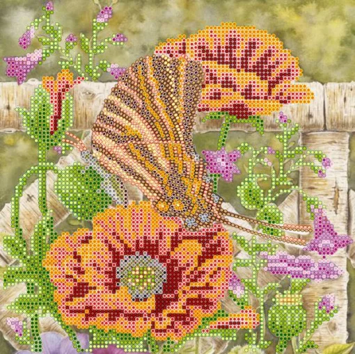 Схема під вишивку бісером "Метелик і маки" 