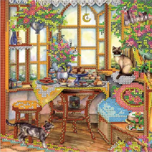 Схема під вишивку бісером "На веранді" 