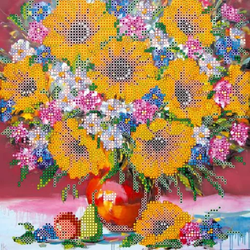 Схема під вишивку бісером "Натюрморт з соняшниками"