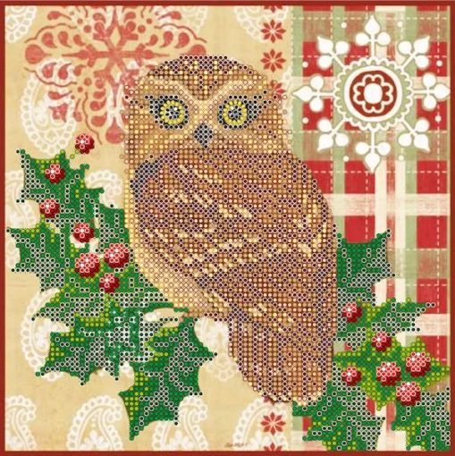 Схема під вишивку бісером "Сова і гостролист" 
