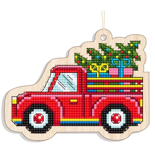 Новорічна іграшка підвіс на ялинку &ndash; Червоний пікап FNGi-023