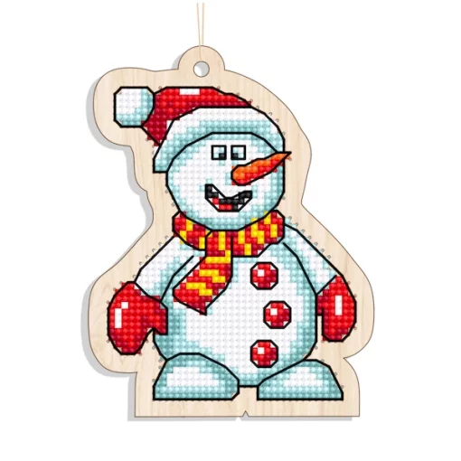 Новорічна іграшка підвіс на ялинку &ndash; Сніговик у шапці FNGi-044