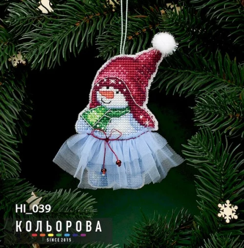 Новорічна іграшка на пластиковій основі НІ_039 &quot;Сніговичок Дейзі&quot;