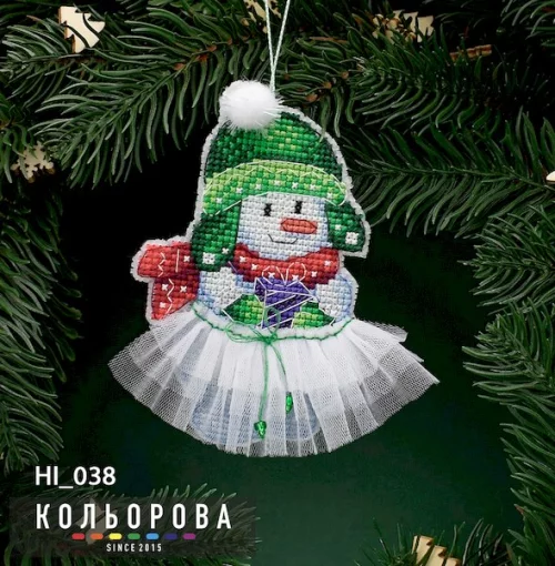 Новорічна іграшка на пластиковій основі НІ_038 &quot;Сніговичок Діна&quot;