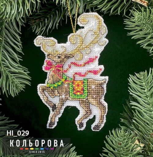 Новорічна іграшка на пластиковій основі НІ_029 &quot;Новорічний олень&quot;